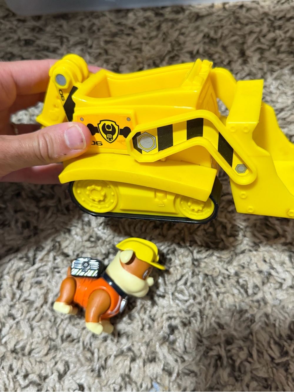 Paw Patrol Yellow Construction Bulldozer with Rubble Figure